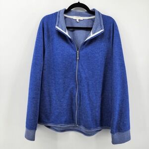 Coral Bay Womens XL Full Zip Jacket Blue‎ White Striped Collared Pockets